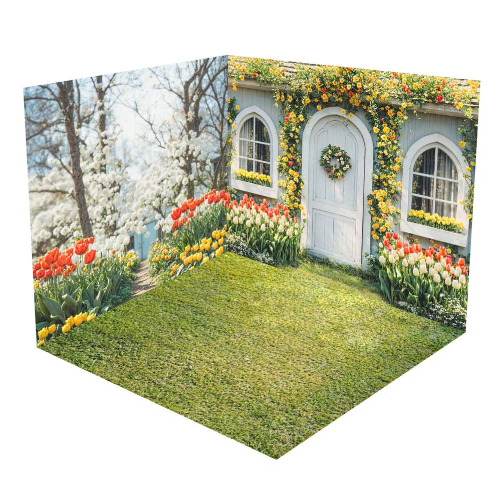 Kate Spring Flowers House Green Grassland Room Set