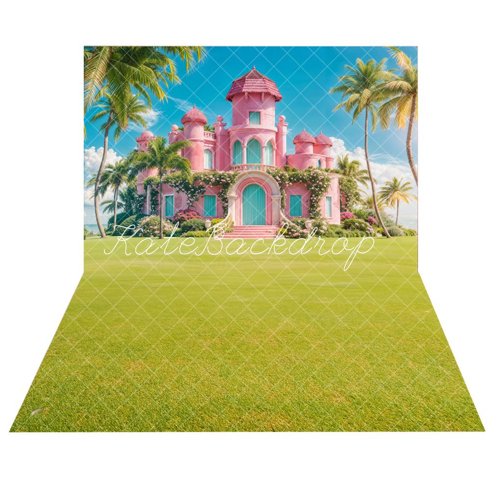 Kate Pink Castle Backdrop+Green Meadow Floor Backdrop -UK