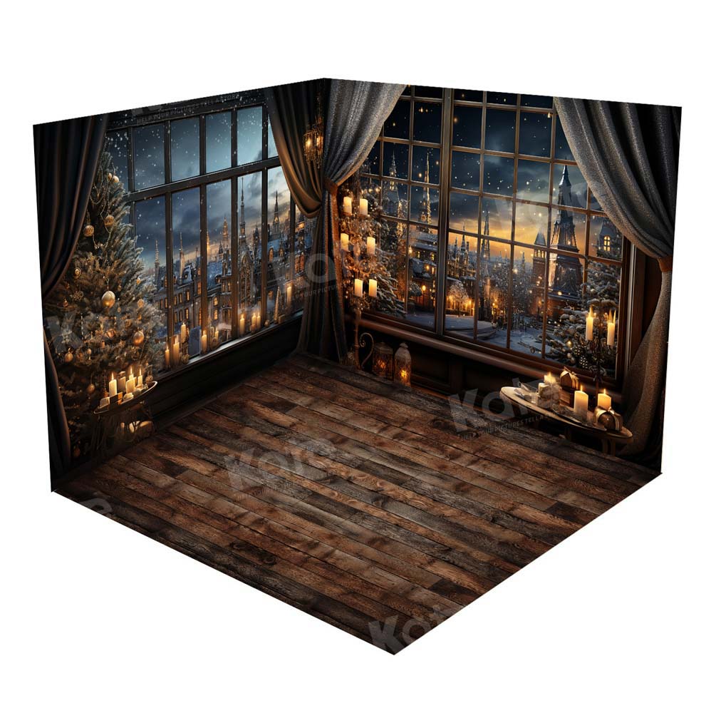 Kate Christmas Snowy Night Town Room Set -UK