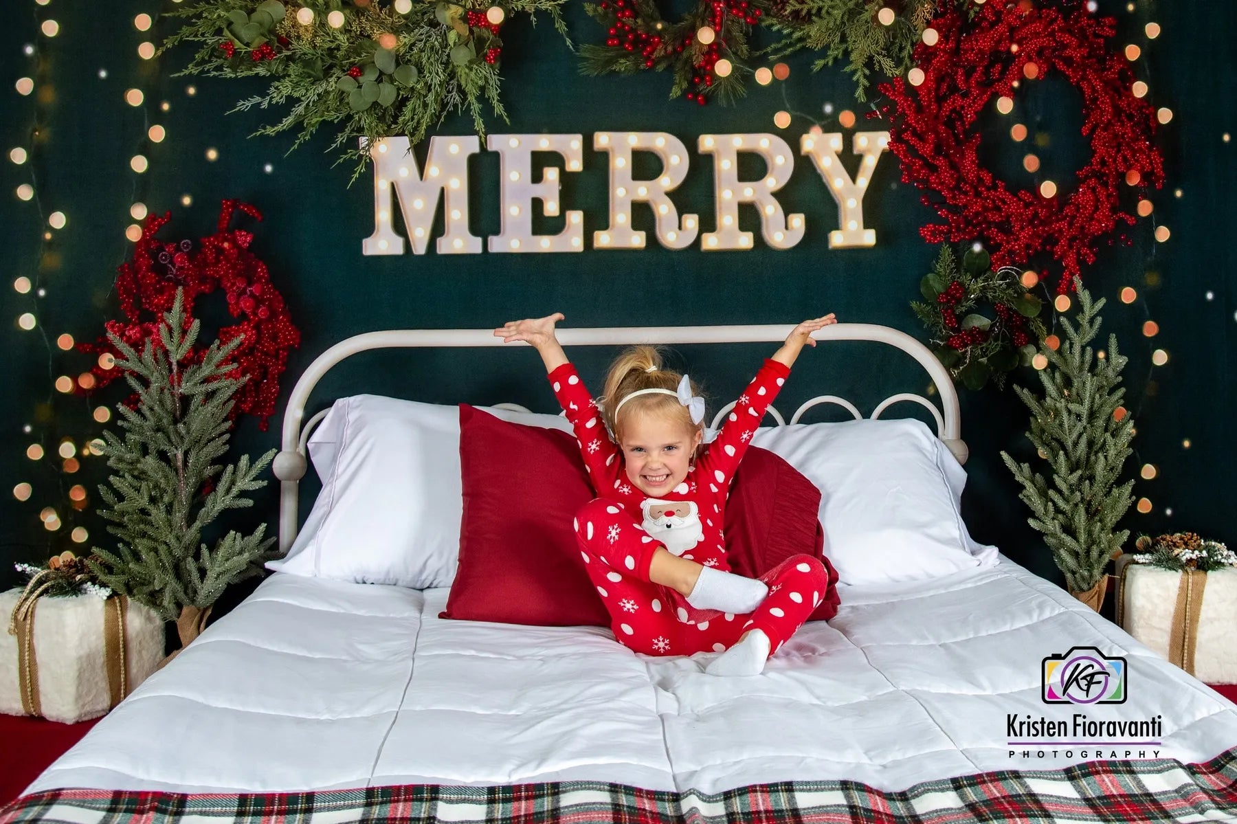 Kate Merry Christmas Fleece Backdrop Sparkle Headboard Designed By Mandy Ringe Photography -UK