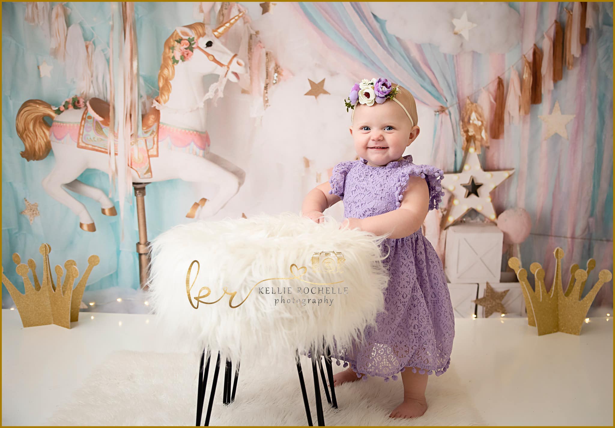 Lightning Deals Kate Unicorn Carousel Dreams Backdrop Designed by Mandy Ringe Photography -UK