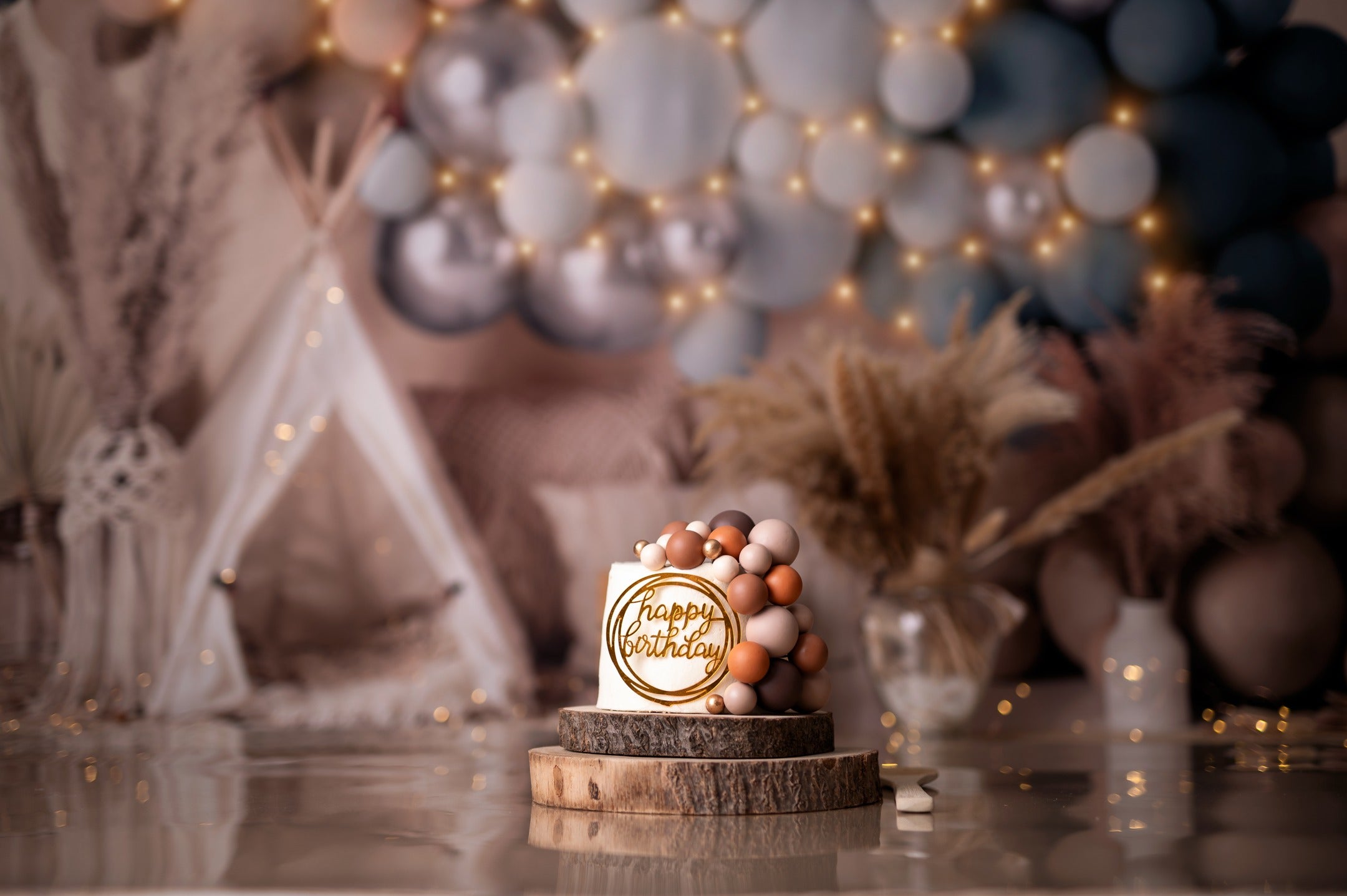 Kate Boho Balloons Tent Matte Backdrop Designed by Mandy Ringe Photography