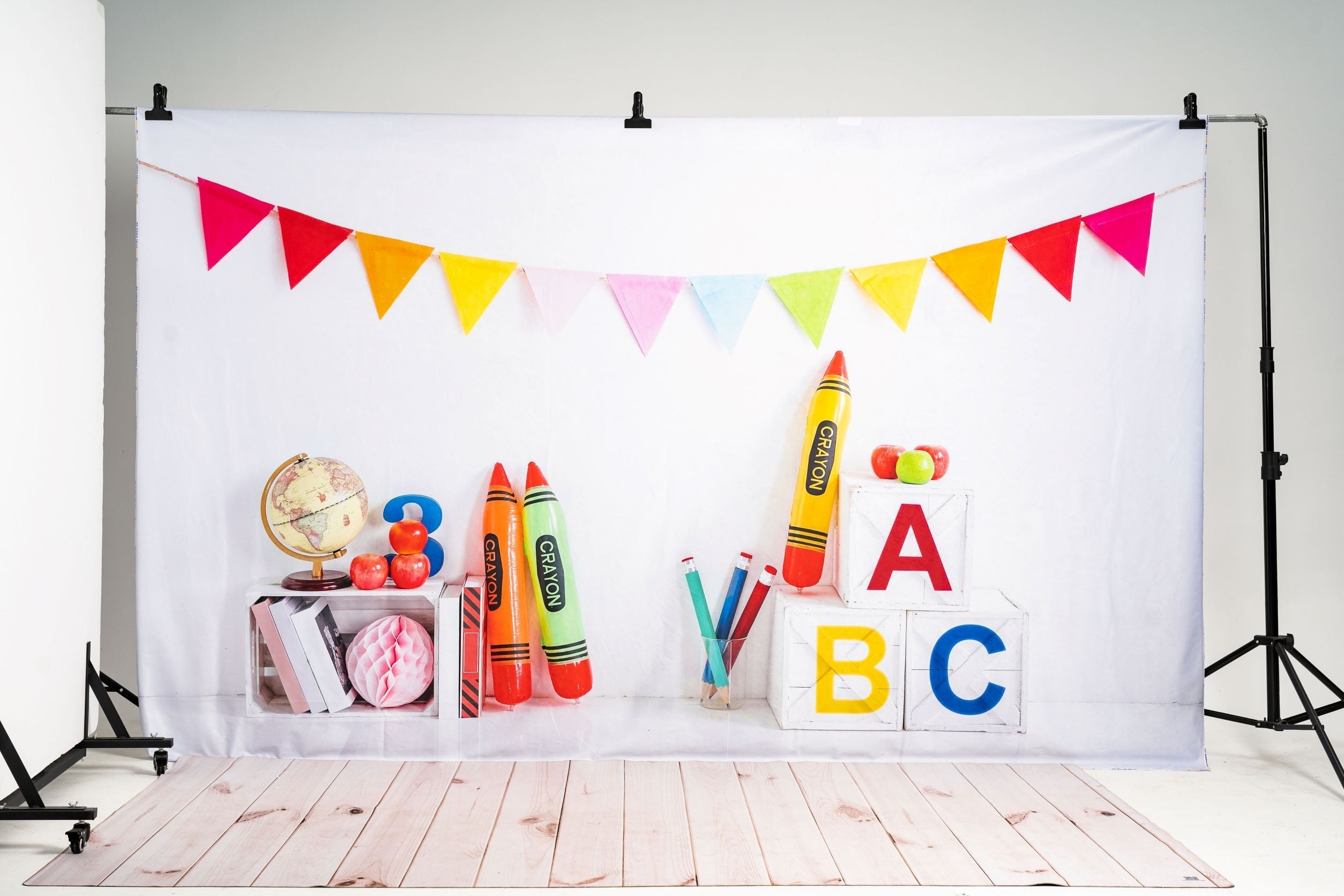 Kate Back to School Fleece Backdrop Crayon for Photography -UK