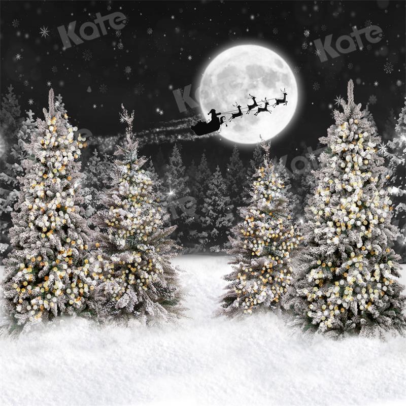 Kate Christmas Night Forest Moon Backdrop for Photography -UK