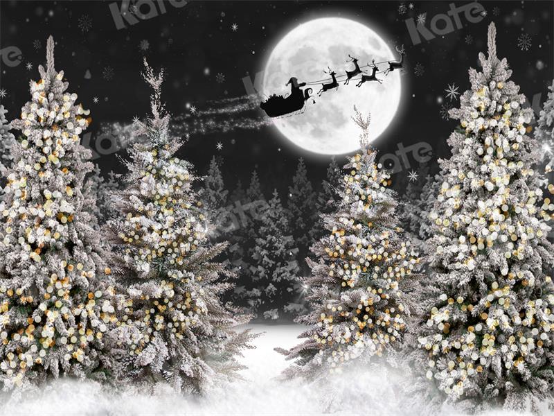 Kate Christmas Night Forest Moon Backdrop for Photography -UK