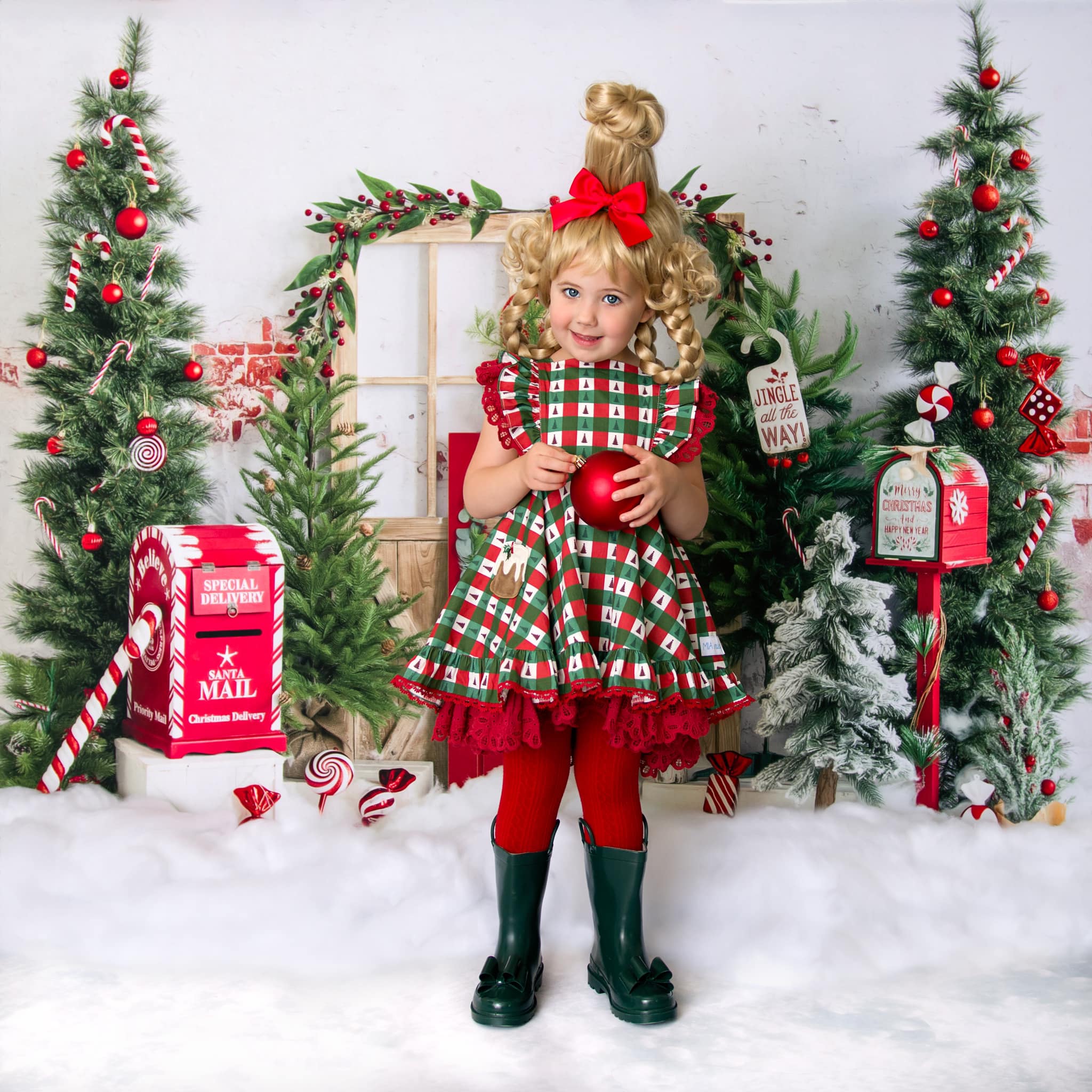 Kate Christmas Backdrop Snow Mailbox Designed by Emetselch -UK