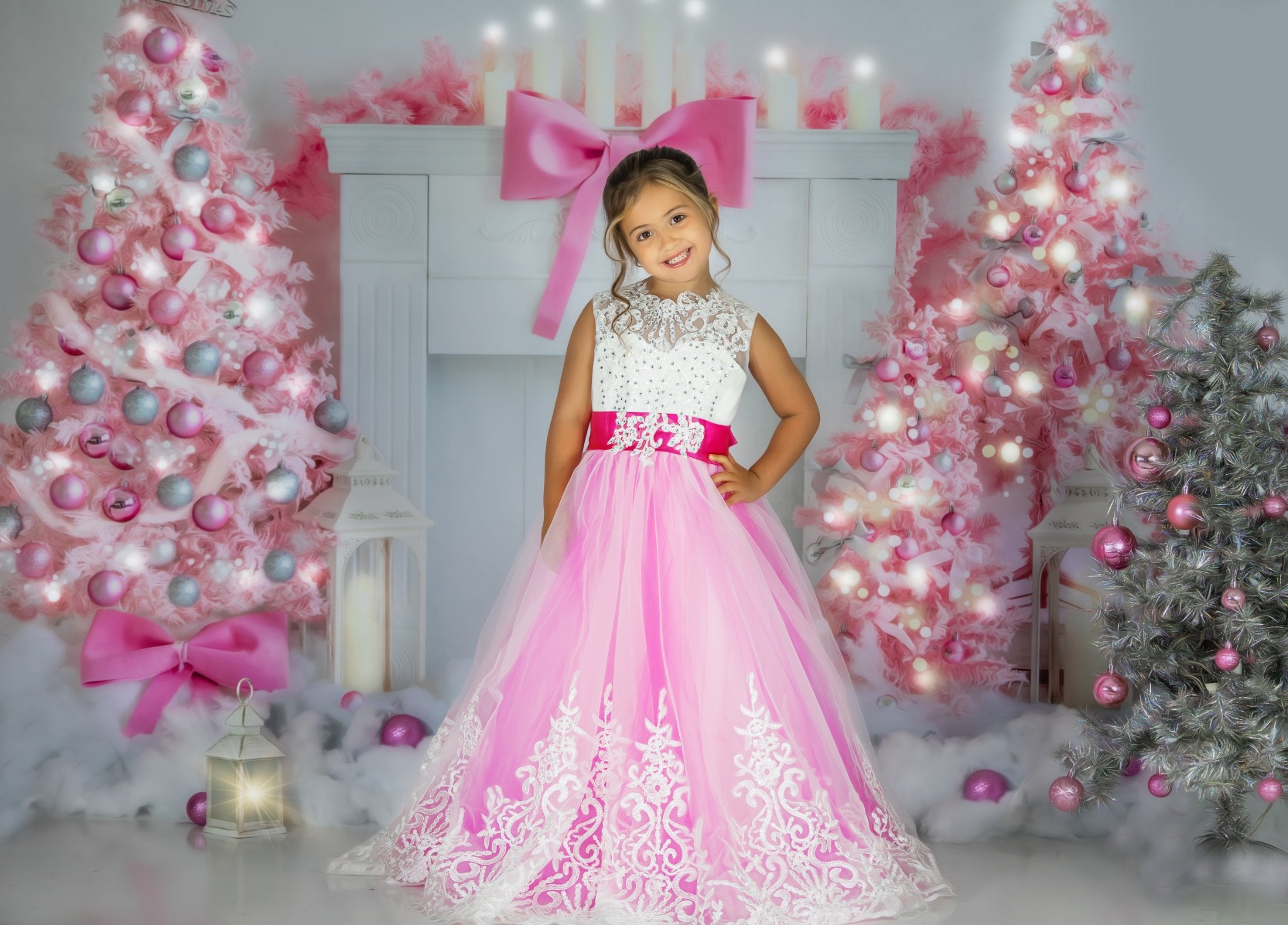 Lightning Deals Kate Christmas Fireplace Pink Tree Princess Backdrop Designed by Emetselch -UK