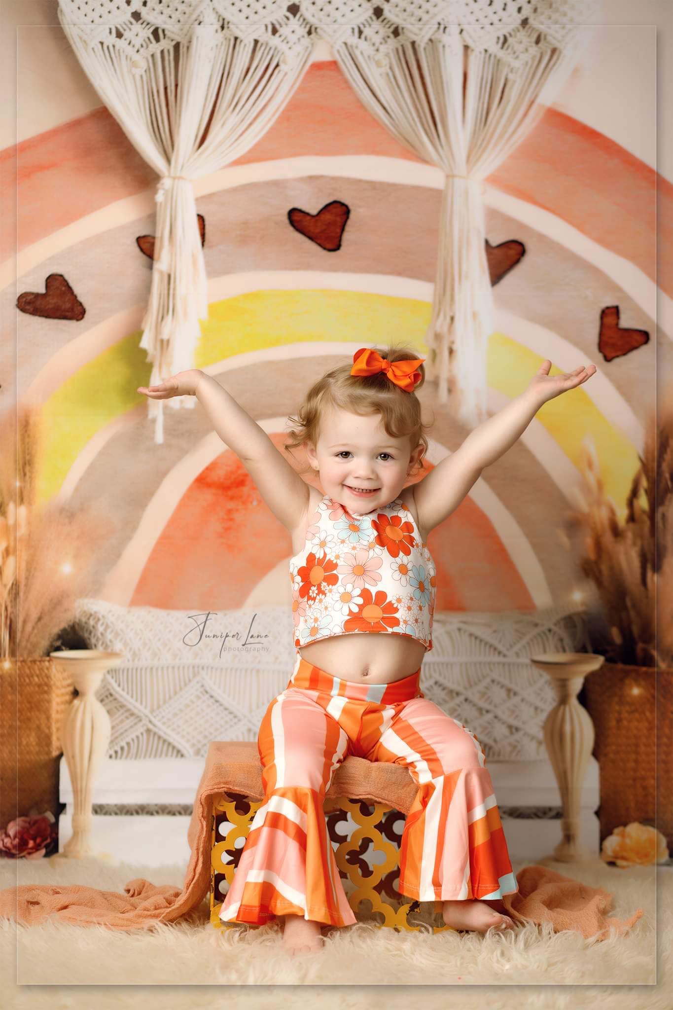 Kate Spring Boho Rainbow Birthday Backdrop for Photography -UK