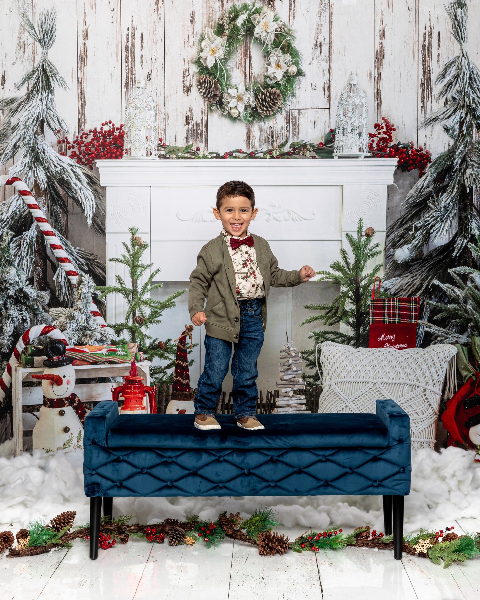 Kate Christmas Fireplace Oak Tree Backdrop for Photography -UK
