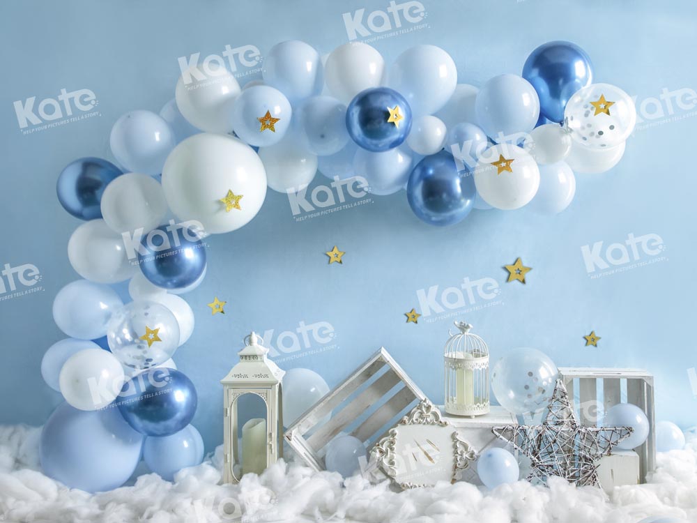 Kate Birthday Blue Balloons Cake Smash Backdrop Designed by Emetselch -UK