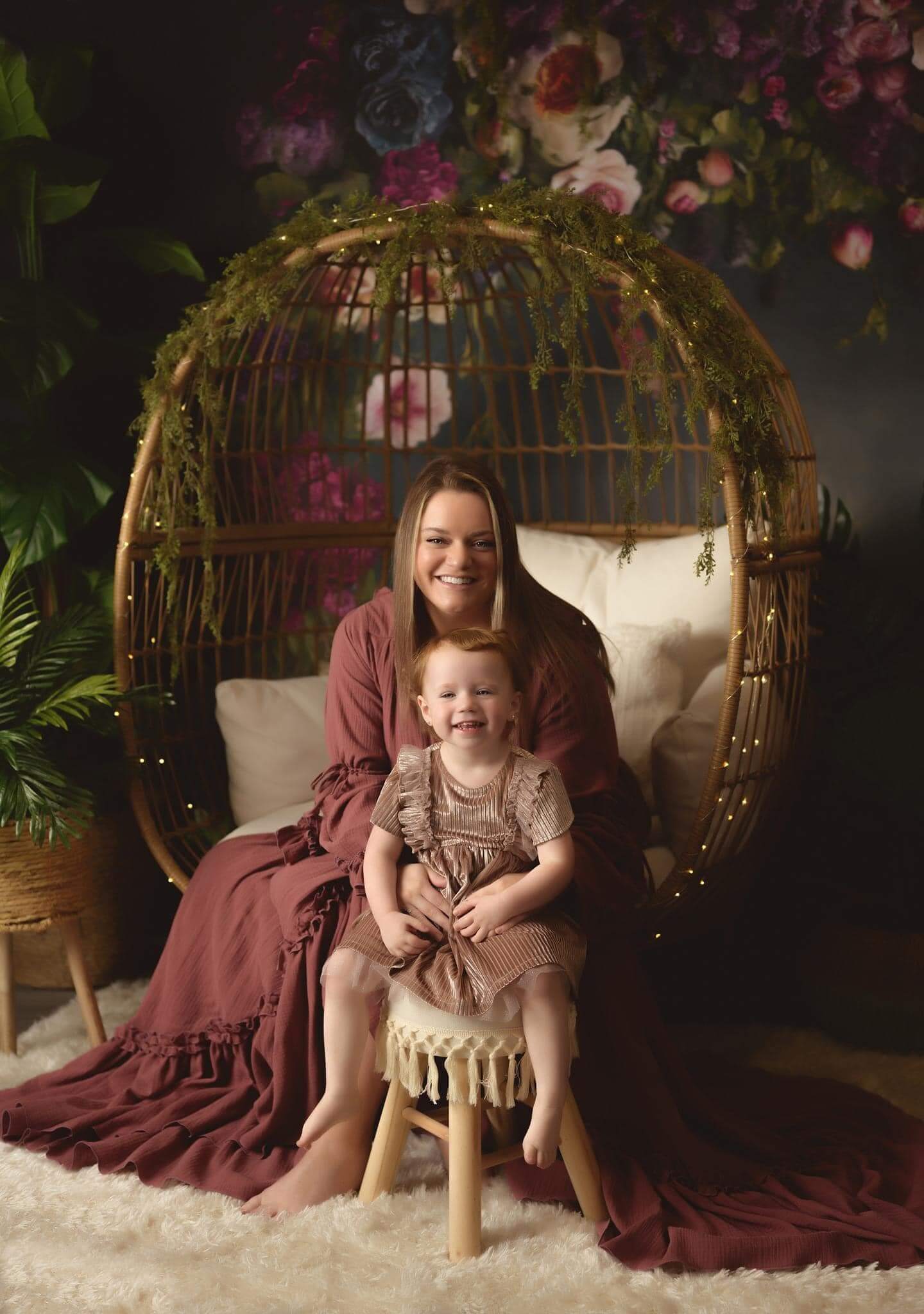 Kate Spring Fine Art Oil Painterly Floral Dark Teal Fleece Backdrop Designed by Mini MakeBelieve -UK