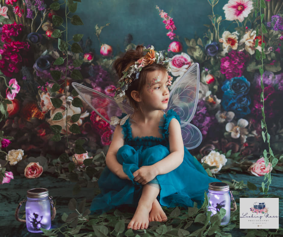 Kate Fine Art Flower Dark Teal Backdrop Designed by Mini MakeBelieve