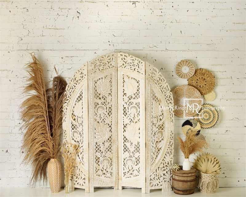 Kate Boho Screen with Pampas Grass Fleece Backdrop Designed by Mandy Ringe Photography -UK