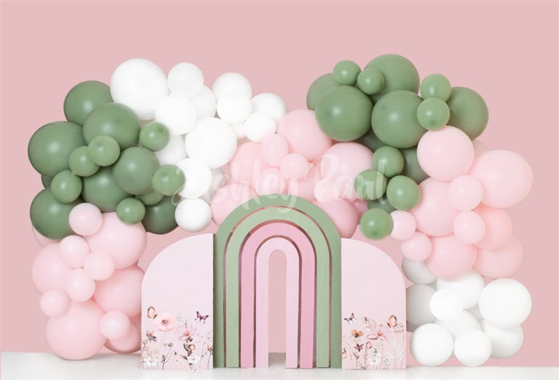 Kate Pink Balloon Arch Birthday Backdrop Designed by Ashley Paul -UK