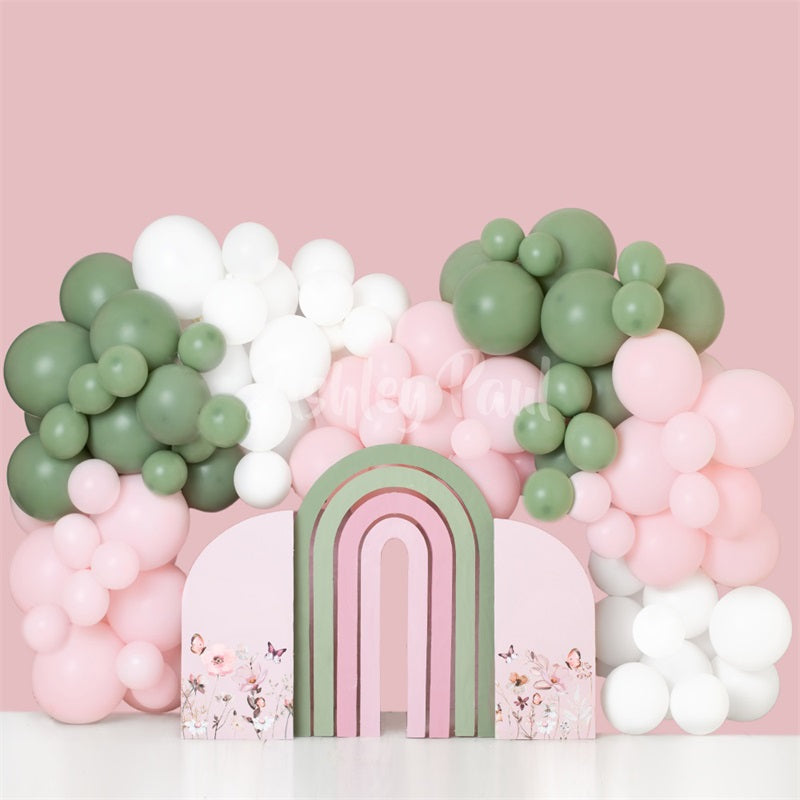 Kate Pink Balloon Arch Birthday Backdrop Designed by Ashley Paul -UK