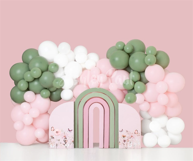 Kate Pink Balloon Arch Birthday Backdrop Designed by Ashley Paul -UK