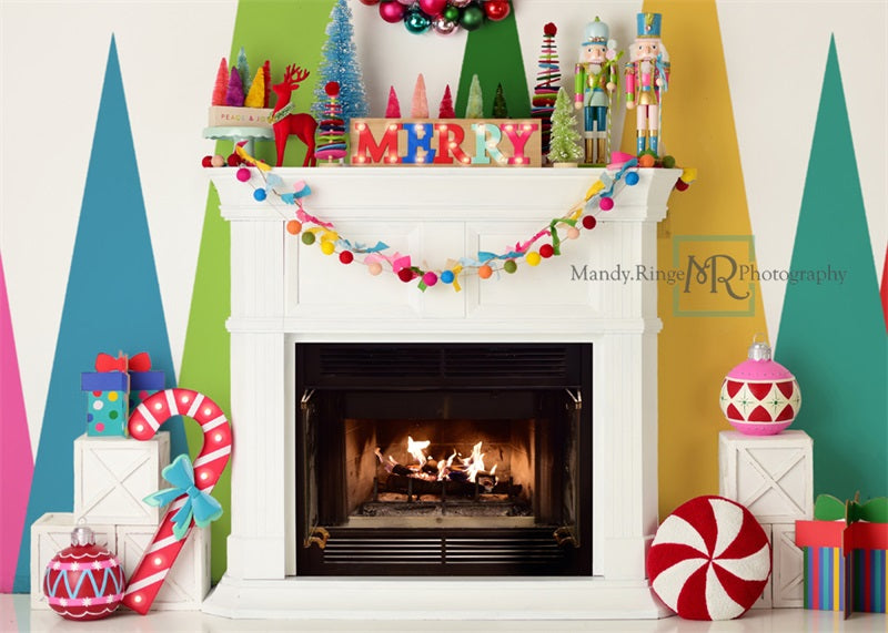Kate Merry Christmas Bright Fireplace Backdrop Designed by Mandy Ringe Photography -UK
