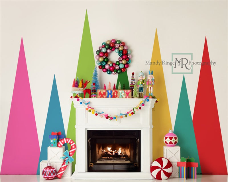 Kate Merry Christmas Bright Fireplace Backdrop Designed by Mandy Ringe Photography -UK