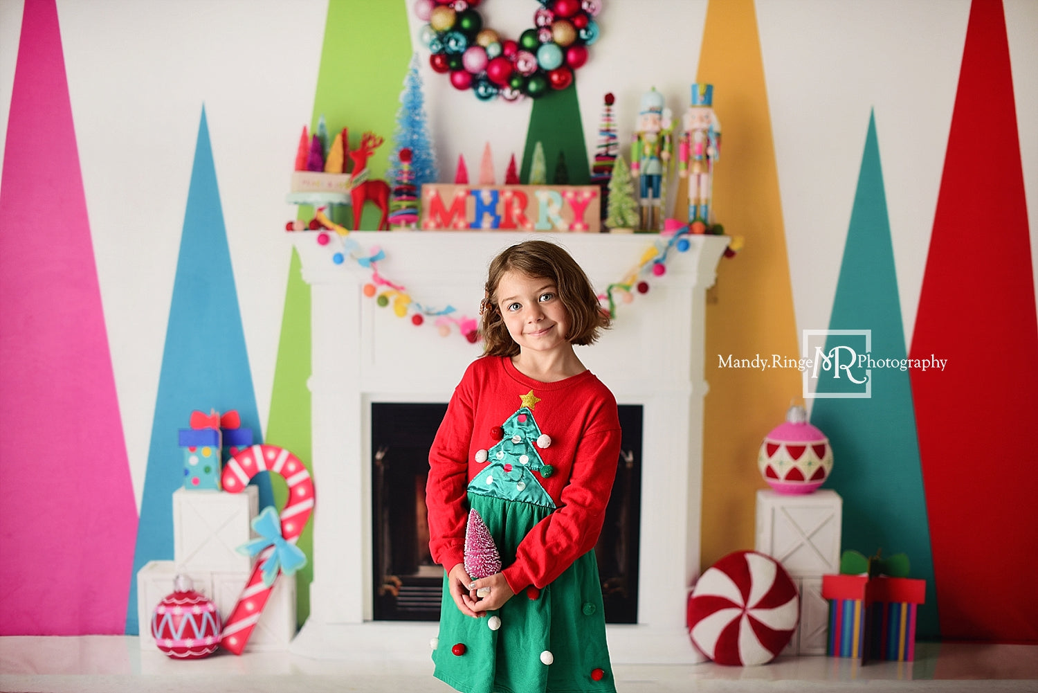 Kate Merry Christmas Bright Fireplace Backdrop Designed by Mandy Ringe Photography -UK