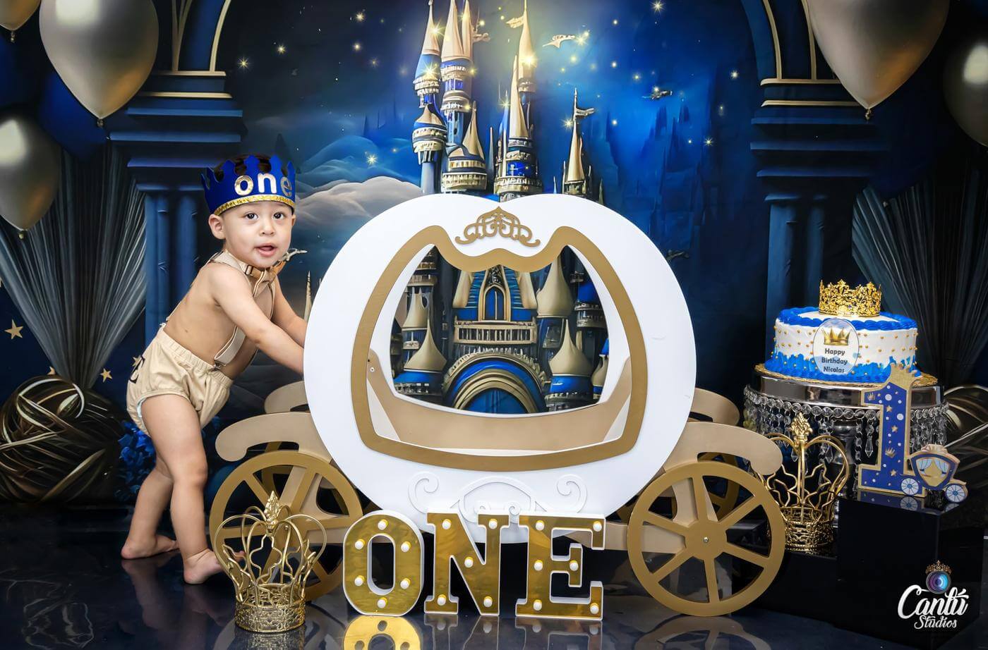 Kate Castle Blue Prince Birthday Fleece Backdrop Designed by Ashley Paul -UK