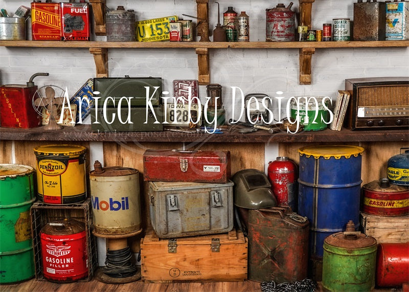 Kate Garage Wall Father's Day Boy Backdrop Designed by Arica Kirby -UK