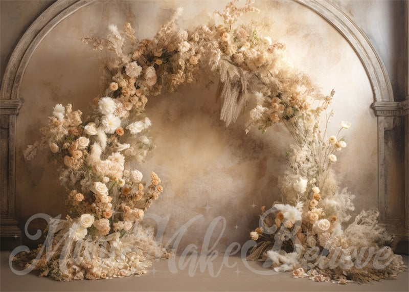 Kate Fine Art Flower Beige Wall Wedding Backdrop Designed by Mini MakeBelieve