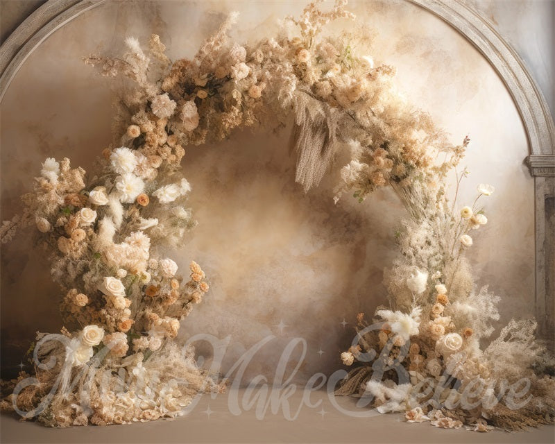 Kate Fine Art Flower Beige Wall Wedding Backdrop Designed by Mini MakeBelieve