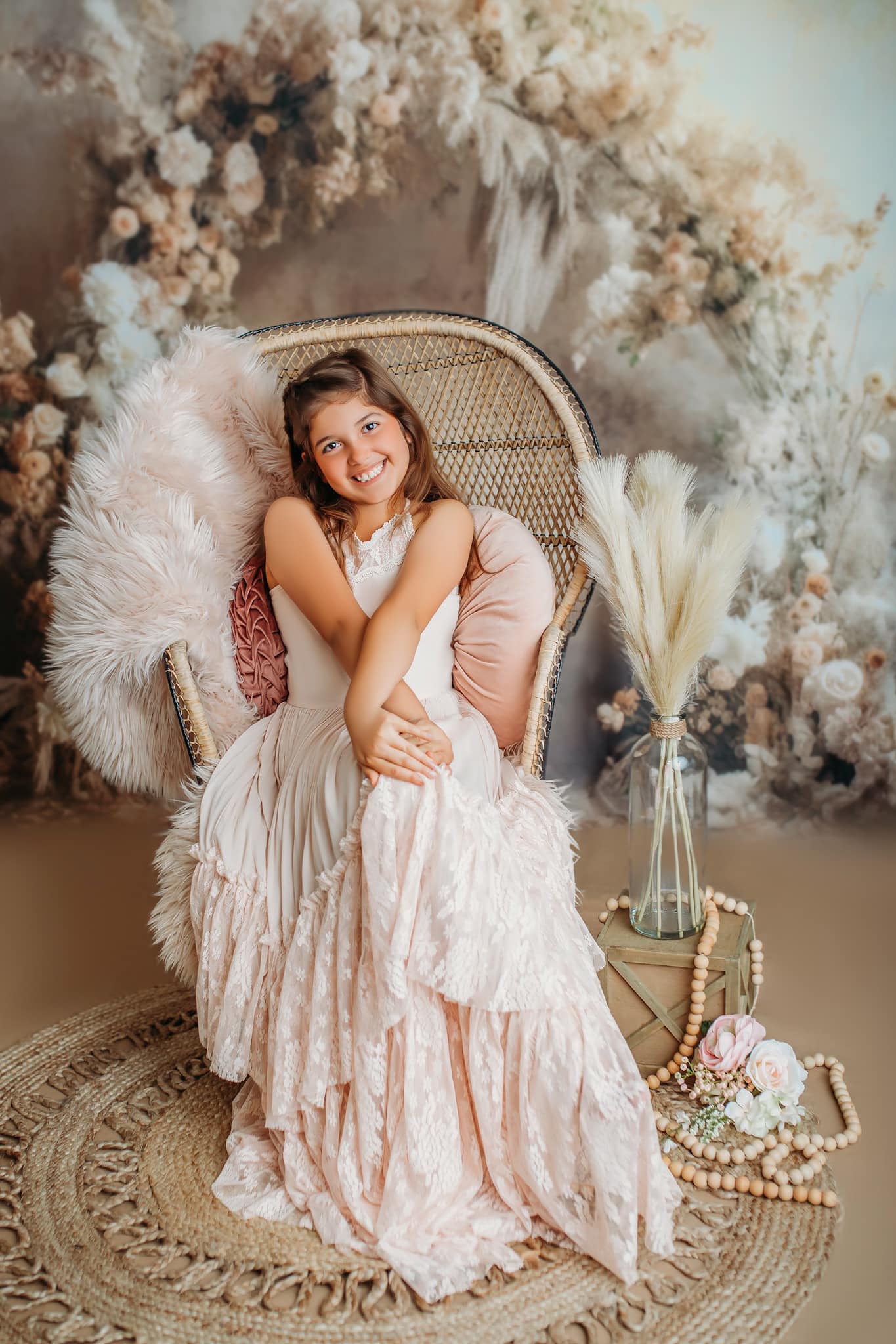 Kate Fine Art Flower Beige Wall Wedding Backdrop Designed by Mini MakeBelieve -UK