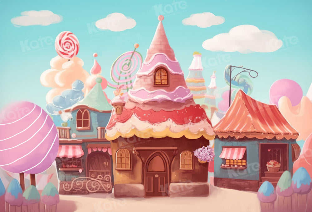 Kate Children Ice Cream Candy House Backdrop Designed by Chain Photography -UK