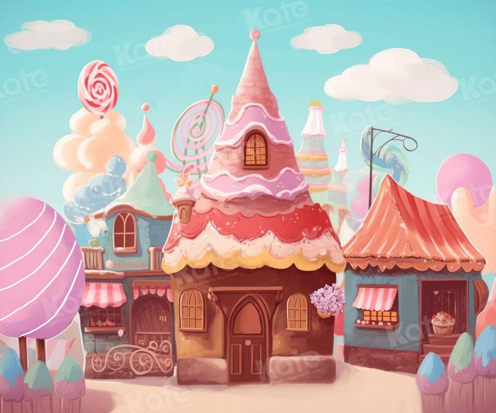 Kate Children Ice Cream Candy House Backdrop Designed by Chain Photography -UK