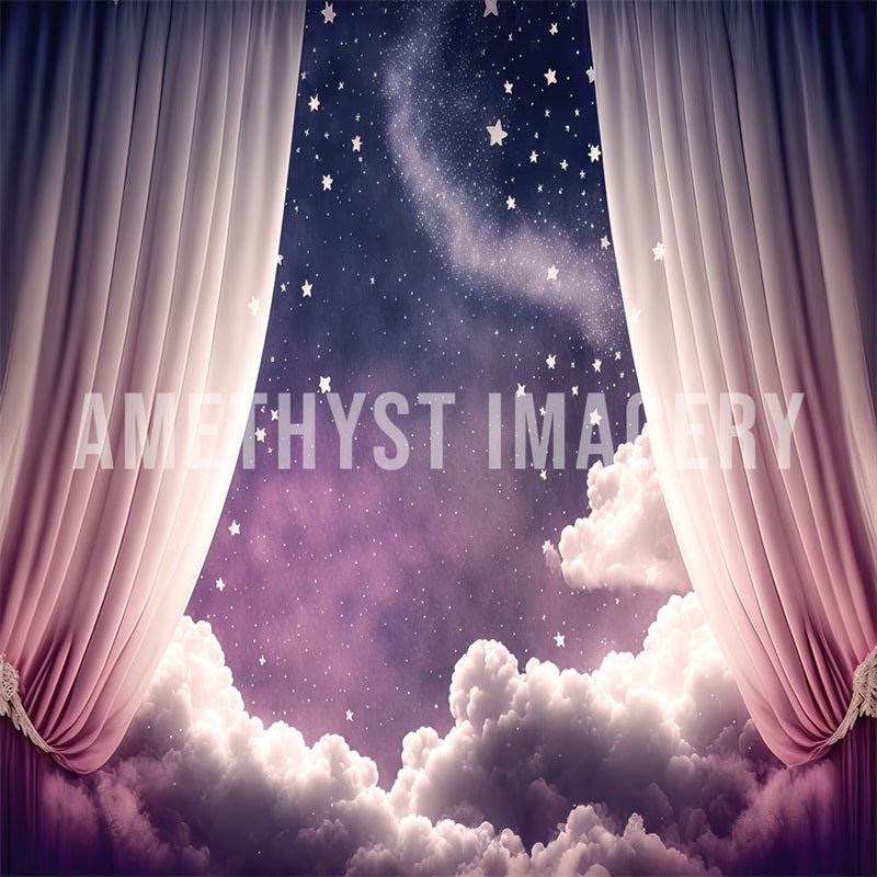 Kate Purple Cloud Star Curtain Backdrop Designed by Angela Marie Photography -UK
