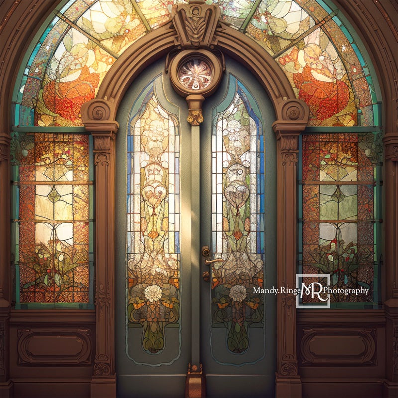 Kate Retro Church Door Arched Glass Backdrop Designed by Mandy Ringe Photography -UK
