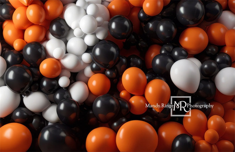 Kate Orange Black White Balloon Party Backdrop Designed by Mandy Ringe Photography -UK
