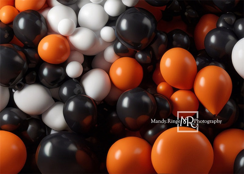Kate Orange Black White Balloon Party Backdrop Designed by Mandy Ringe Photography -UK