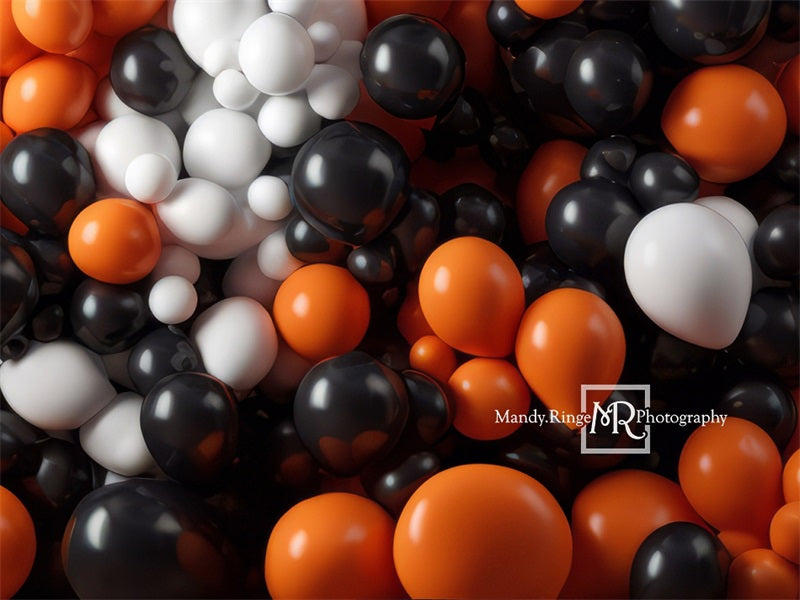 Kate Orange Black White Balloon Party Backdrop Designed by Mandy Ringe Photography -UK