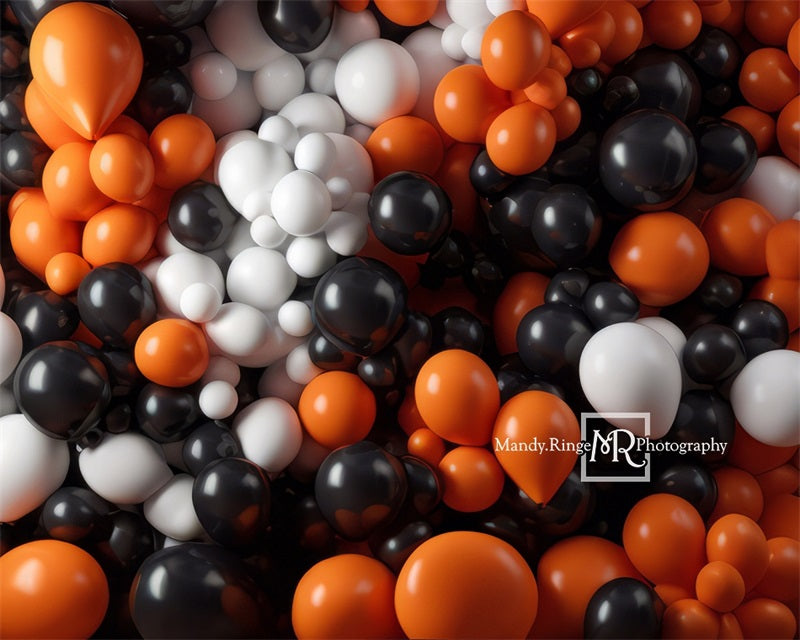Kate Orange Black White Balloon Party Backdrop Designed by Mandy Ringe Photography -UK
