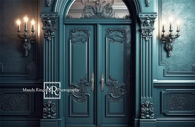 Kate Dark Teal Ornate Victorian Door Backdrop Designed by Mandy Ringe Photography -UK