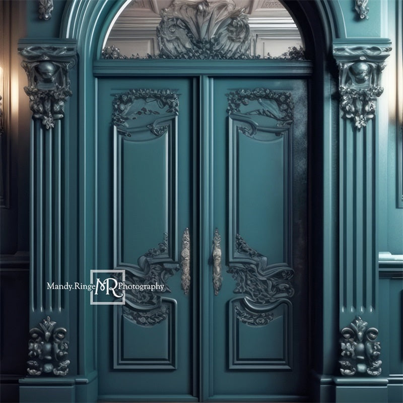 Kate Dark Teal Ornate Victorian Door Backdrop Designed by Mandy Ringe Photography -UK