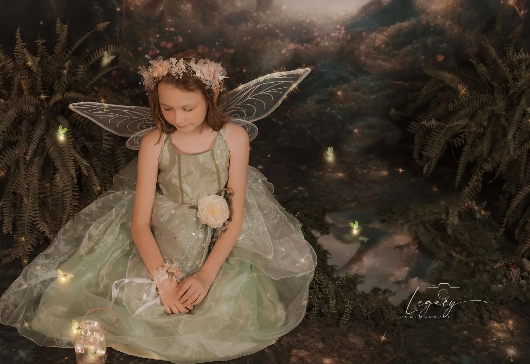 Kate Fairy Forest Backdrop+Flower Floor Backdrop Designed by Mandy Ringe Photography