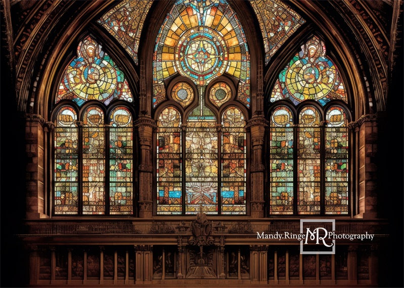 Kate Gothic Arched Stained Glass Window Backdrop Designed by Mandy Ringe Photography -UK