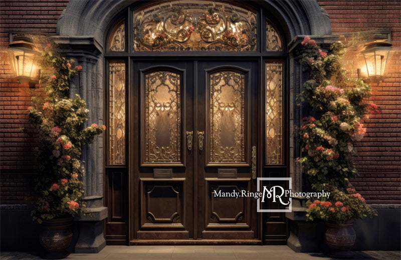 Kate Front Door Flowers Night Backdrop Designed by Mandy Ringe Photography -UK