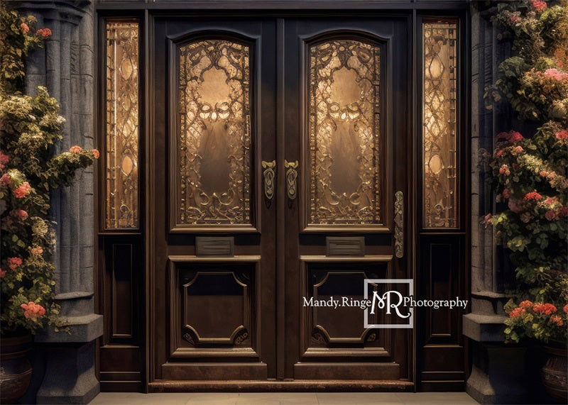 Kate Front Door Flowers Night Backdrop Designed by Mandy Ringe Photography -UK