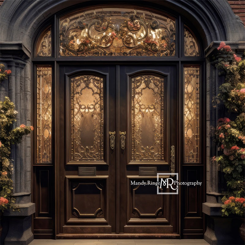 Kate Front Door Flowers Night Backdrop Designed by Mandy Ringe Photography -UK