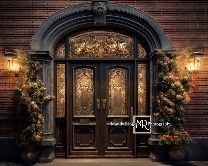 Kate Front Door Flowers Night Backdrop Designed by Mandy Ringe Photography -UK