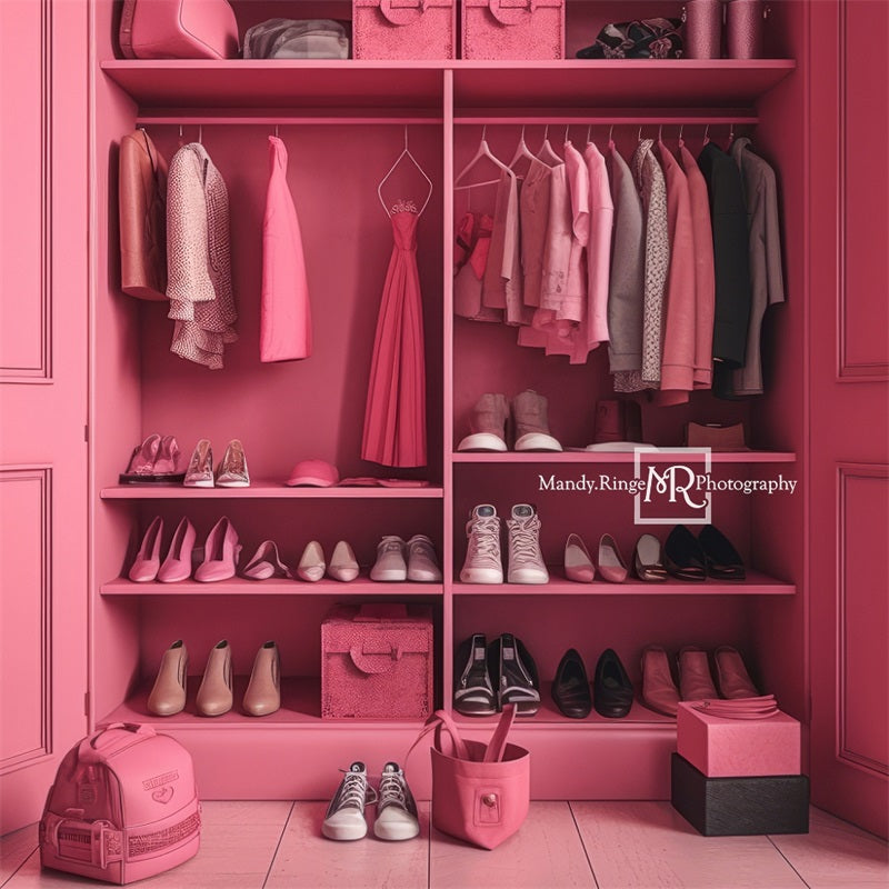 Kate Pink Doll Accessory Closet Backdrop Designed by Mandy Ringe Photography