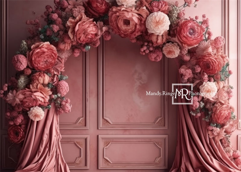 Kate Pink Flower Arch Wall Backdrop Designed by Mandy Ringe Photography