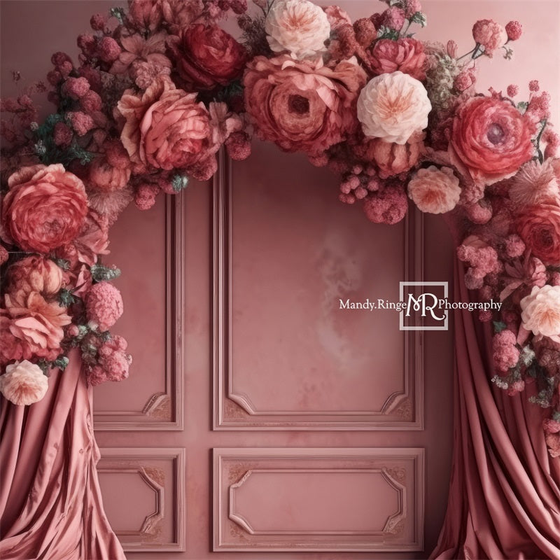 Kate Pink Flower Arch Wall Backdrop Designed by Mandy Ringe Photography
