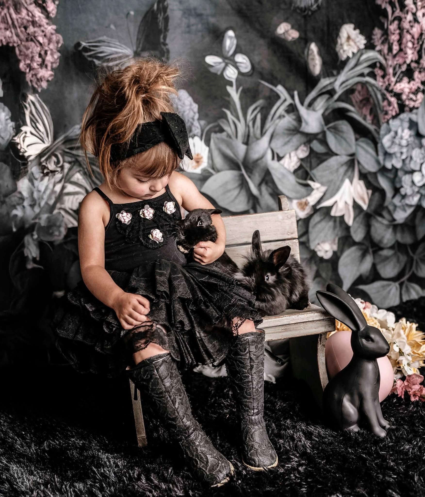 On Sale Kate Butterfly Flower Black Wall Backdrop Designed by Angela Marie Photography -UK