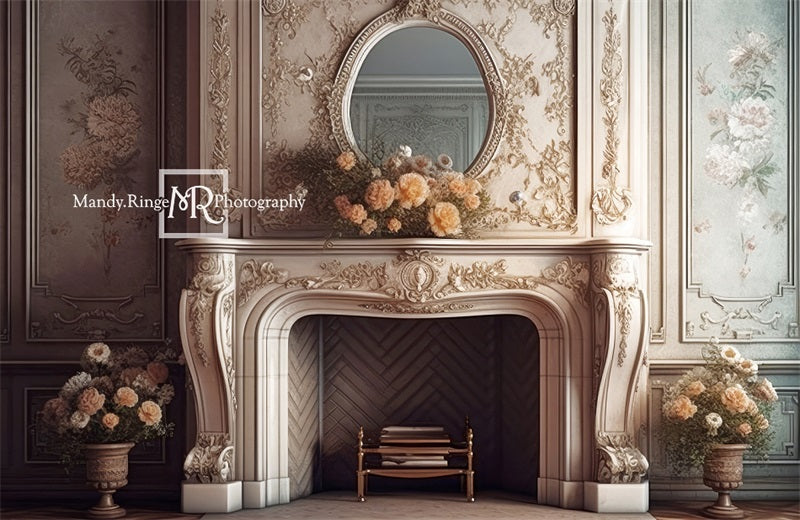Kate Fireplace Flowers Boudoir Backdrop Designed by Mandy Ringe Photography -UK