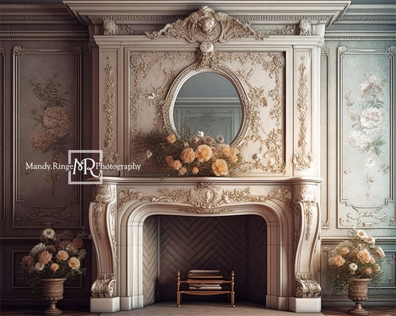 Kate Fireplace Flowers Boudoir Backdrop Designed by Mandy Ringe Photography -UK